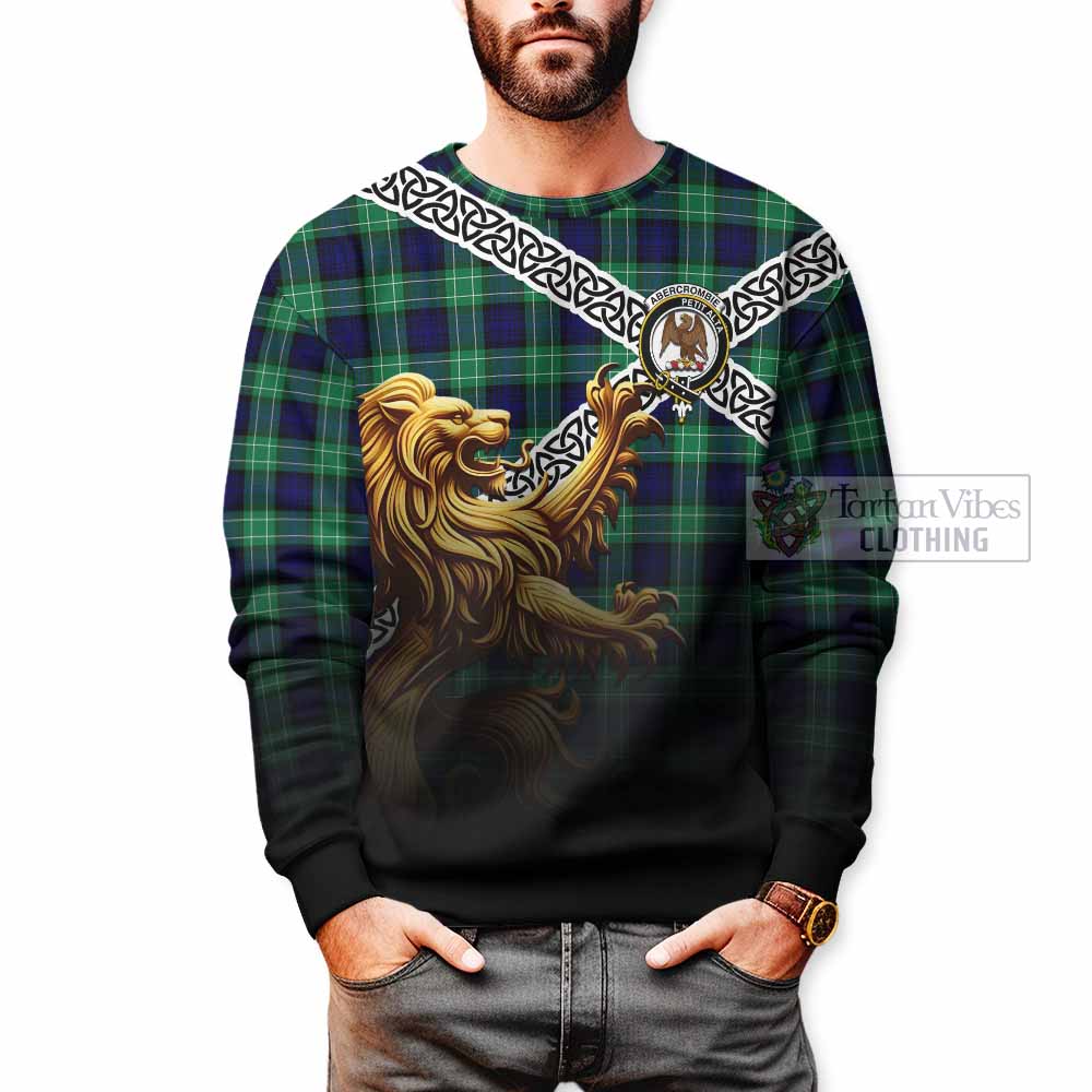 Tartan Vibes Clothing Abercrombie Crest Tartan Sweatshirt with Golden Lion Emblem Celtic Style