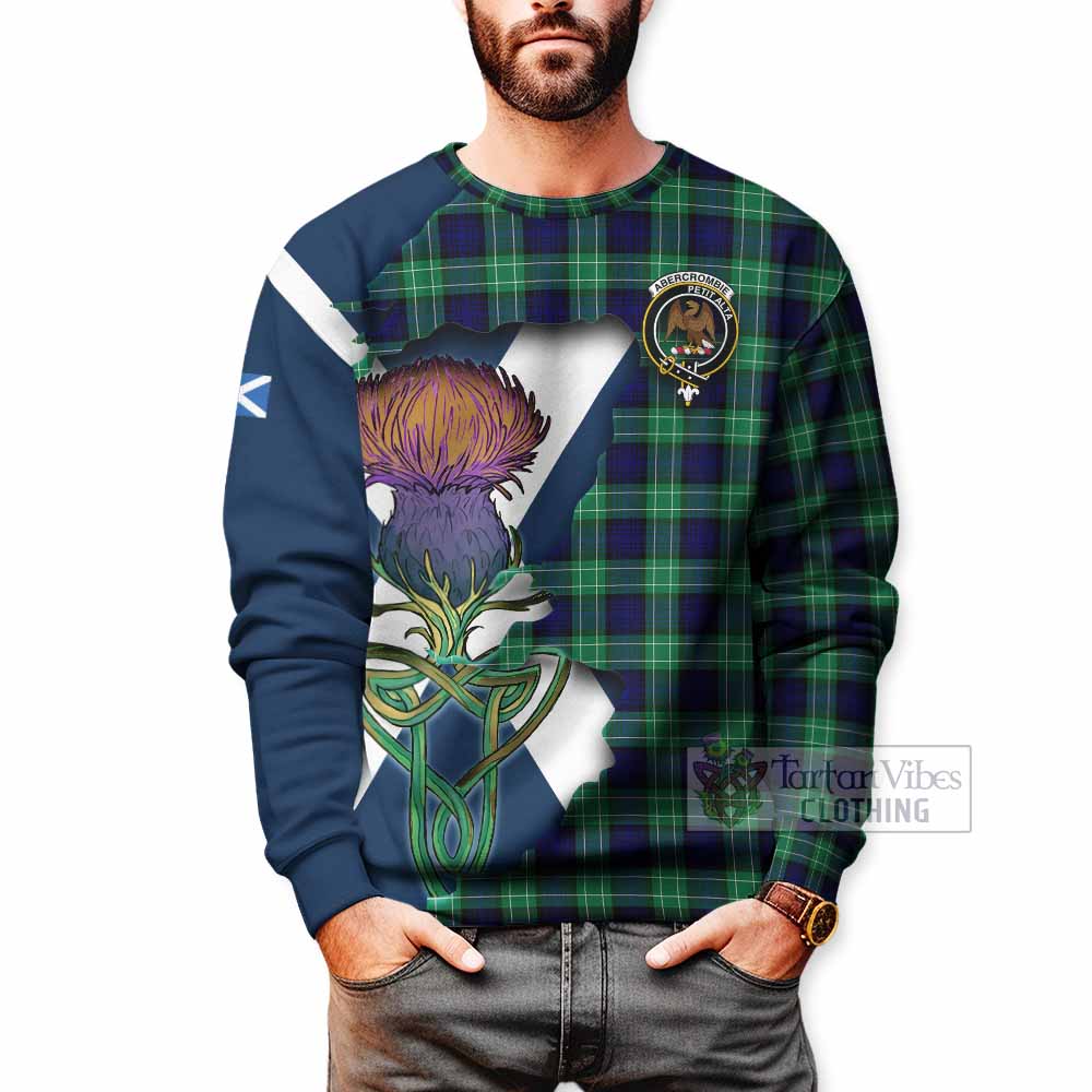 Tartan Vibes Clothing Abercrombie Tartan Family Crest Sweatshirt Scottish Thistle Celtic Inspired