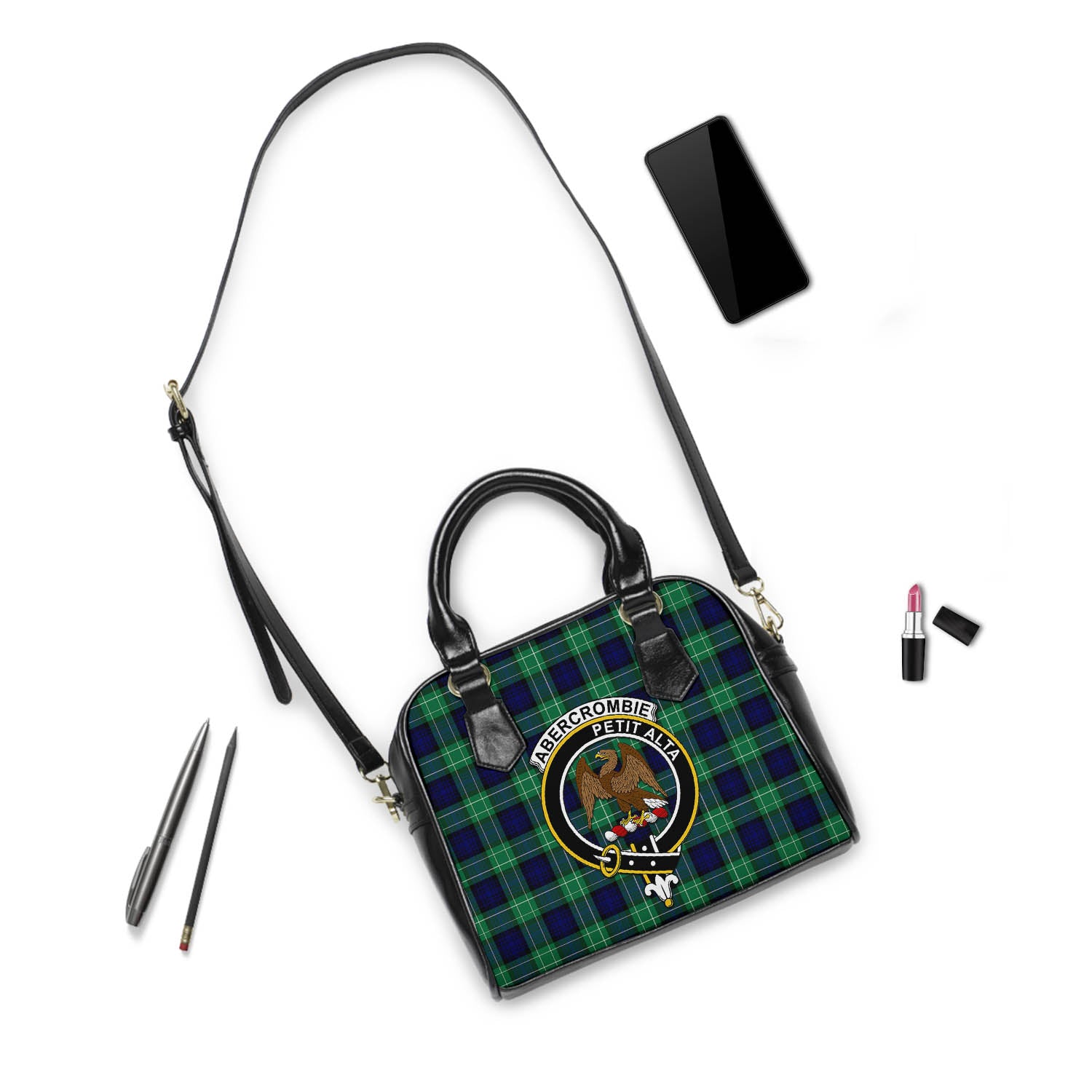 Abercrombie Tartan Shoulder Handbags with Family Crest - Tartanvibesclothing
