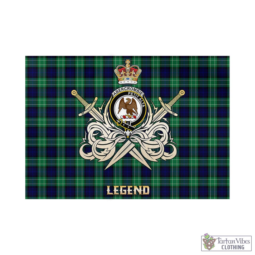 Tartan Vibes Clothing Abercrombie Tartan Flag with Clan Crest and the Golden Sword of Courageous Legacy