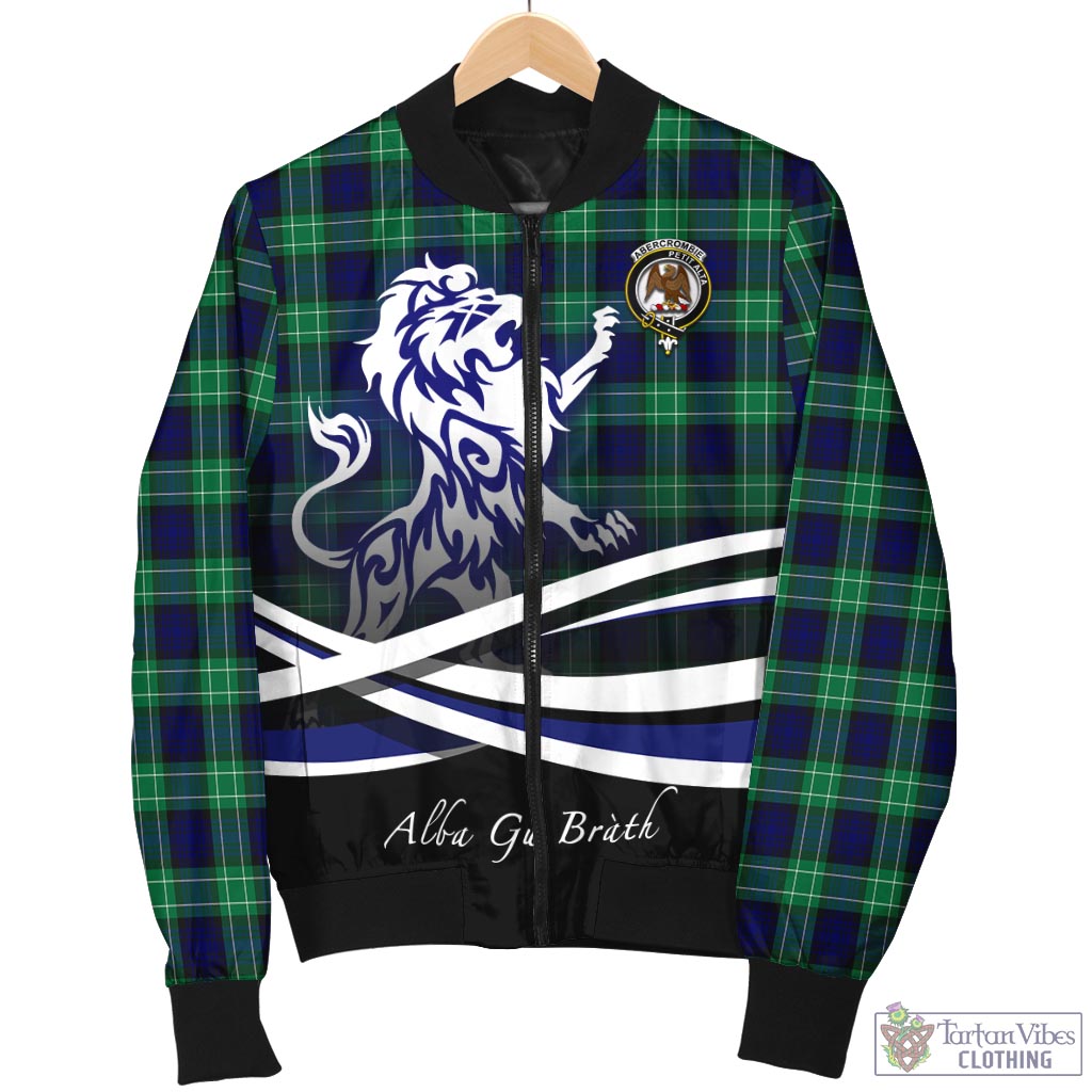 Tartan Vibes Clothing Abercrombie Tartan Bomber Jacket with Alba Gu Brath Regal Lion Emblem