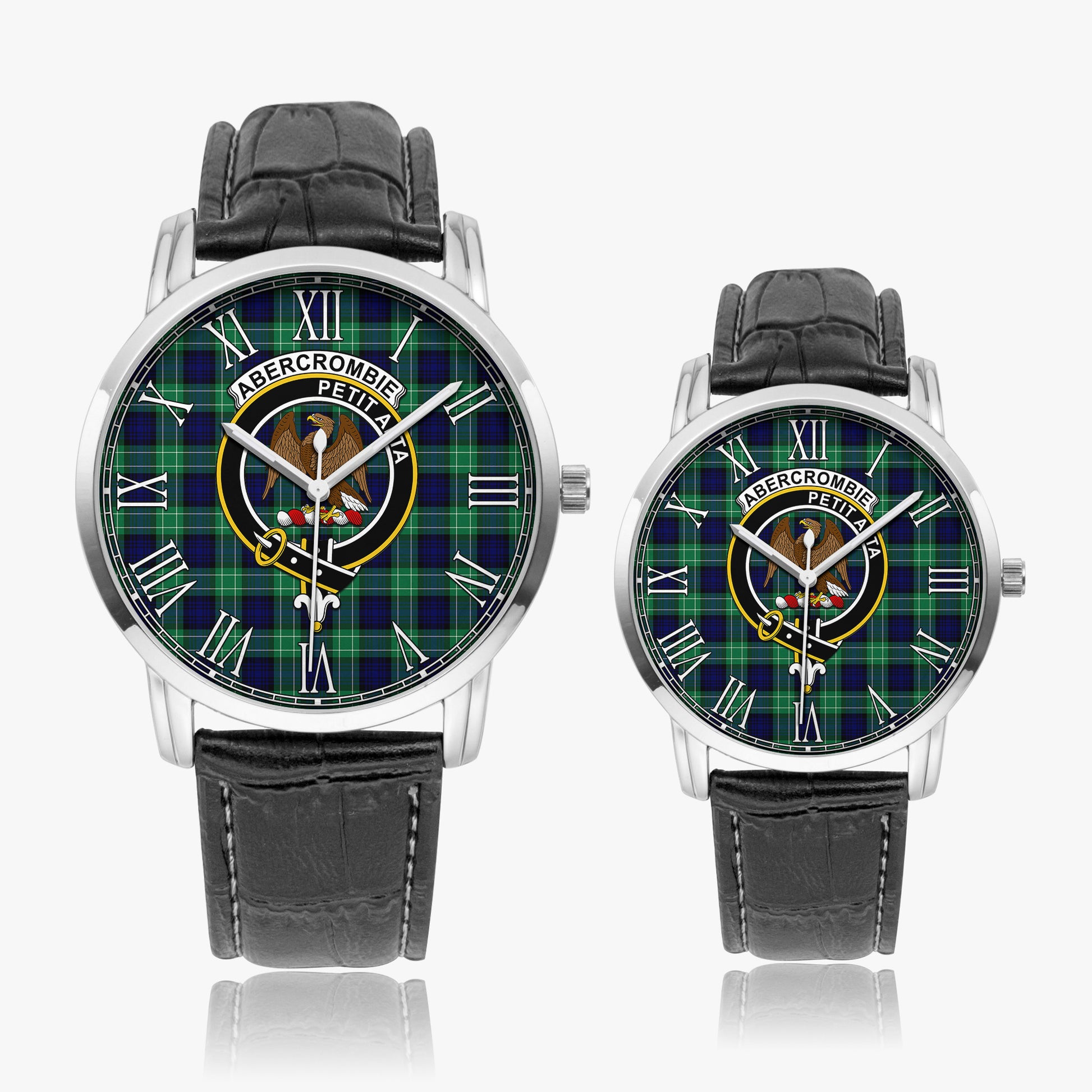 Abercrombie Tartan Family Crest Leather Strap Quartz Watch - Tartanvibesclothing