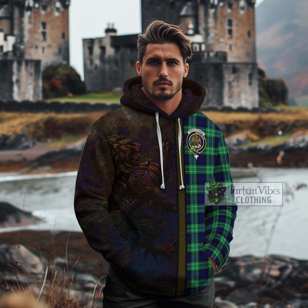 Tartan Vibes Clothing Abercrombie Tartan Family Crest Cotton Hoodie Alba Gu Brath Be Brave Lion Ancient Style