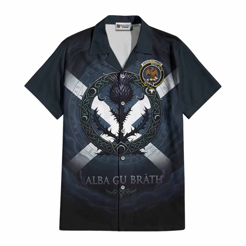 Abercrombie Clan Crest Cotton Hawaiian Shirt with Celtic Knot Thistle and Saltire
