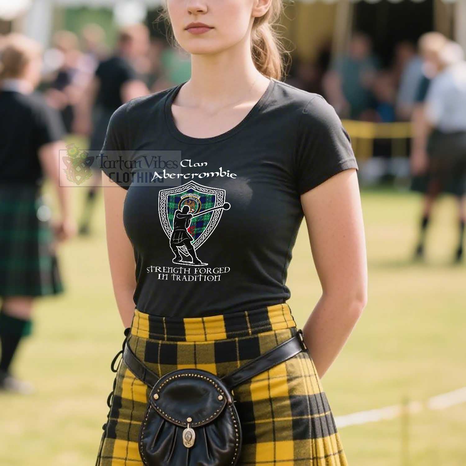 Abercrombie Clan Crest Highland Games T Shirt Strength Forged In Tradition - Tartan Vibes Clothing