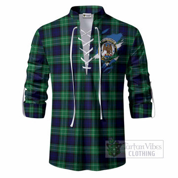 Abercrombie Clan Crest In Me Tartan Ghillie Shirt Scotland Flag Style