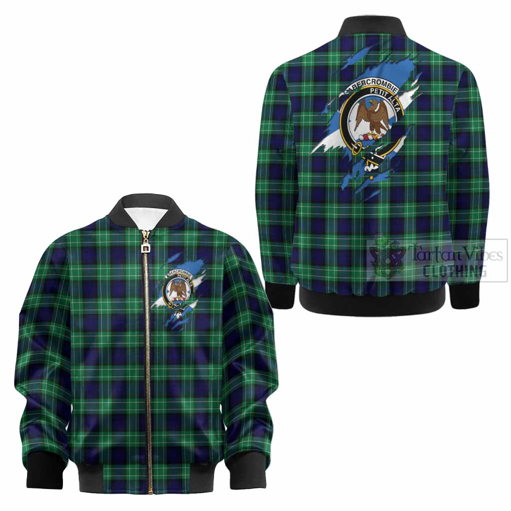 Abercrombie Clan Crest In Me Tartan Kid Bomber Jacket Scotland Flag Style