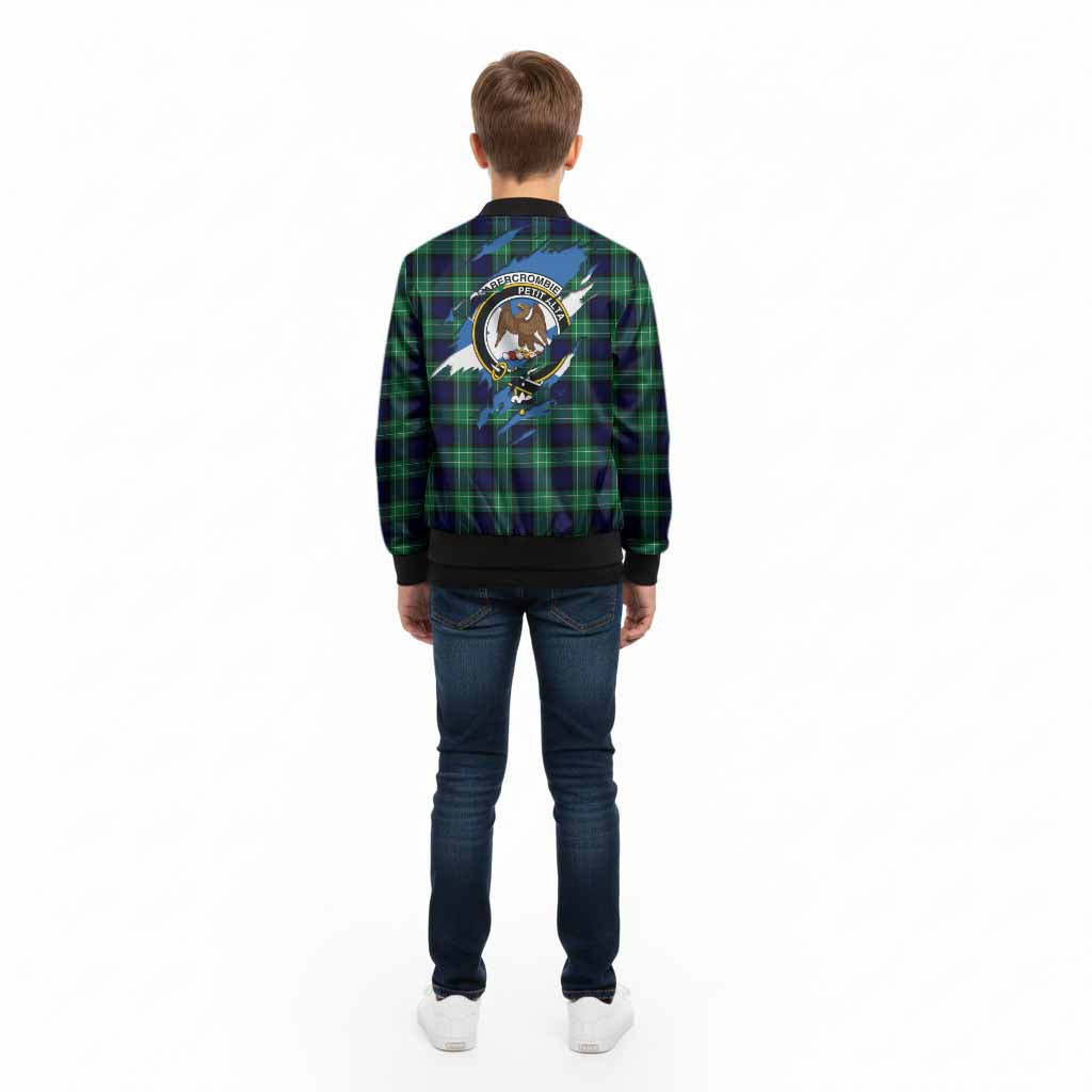 Abercrombie Clan Crest In Me Tartan Kid Bomber Jacket Scotland Flag Style