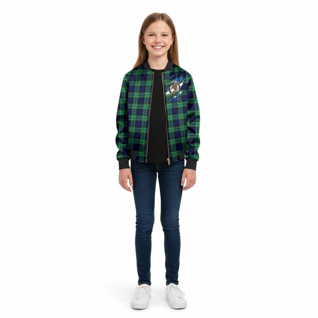 Abercrombie Clan Crest In Me Tartan Kid Bomber Jacket Scotland Flag Style