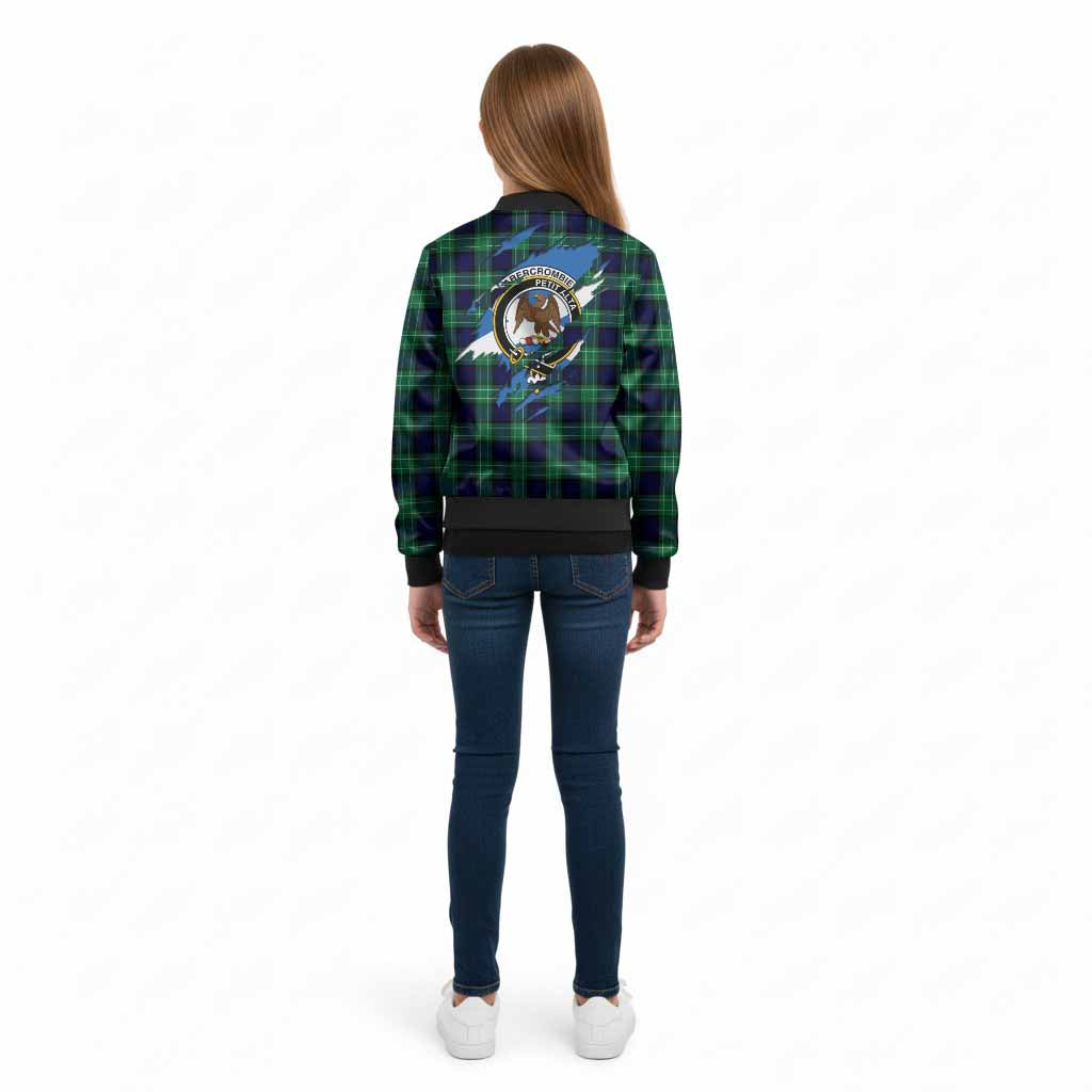 Abercrombie Clan Crest In Me Tartan Kid Bomber Jacket Scotland Flag Style