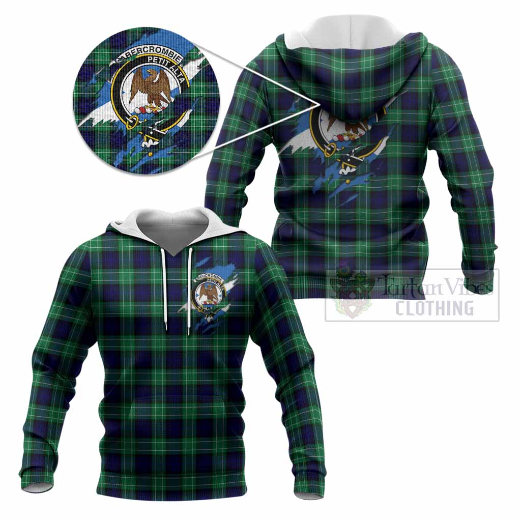 Abercrombie Clan Crest In Me Tartan Knitted Hoodie Scotland Flag Style