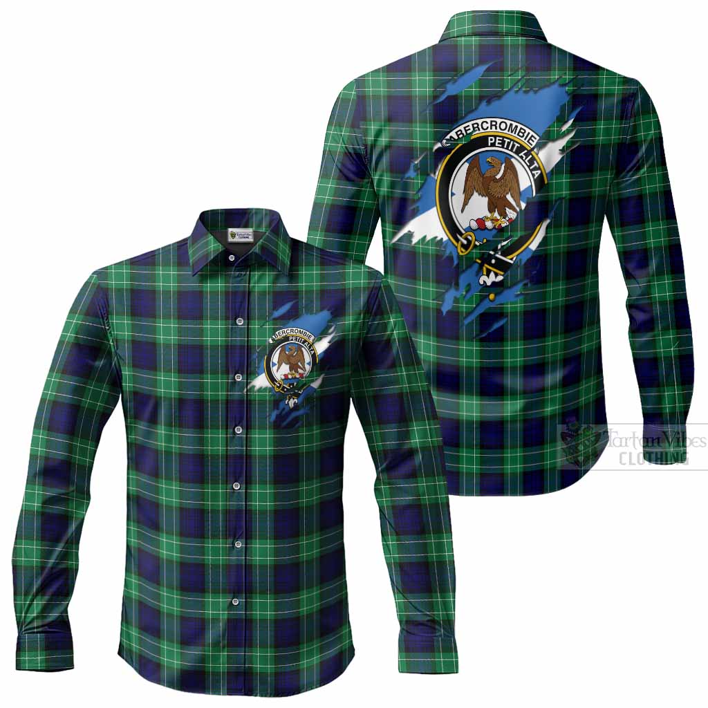 Abercrombie Clan Crest In Me Tartan Long Sleeve Button Shirts Scotland Flag Style