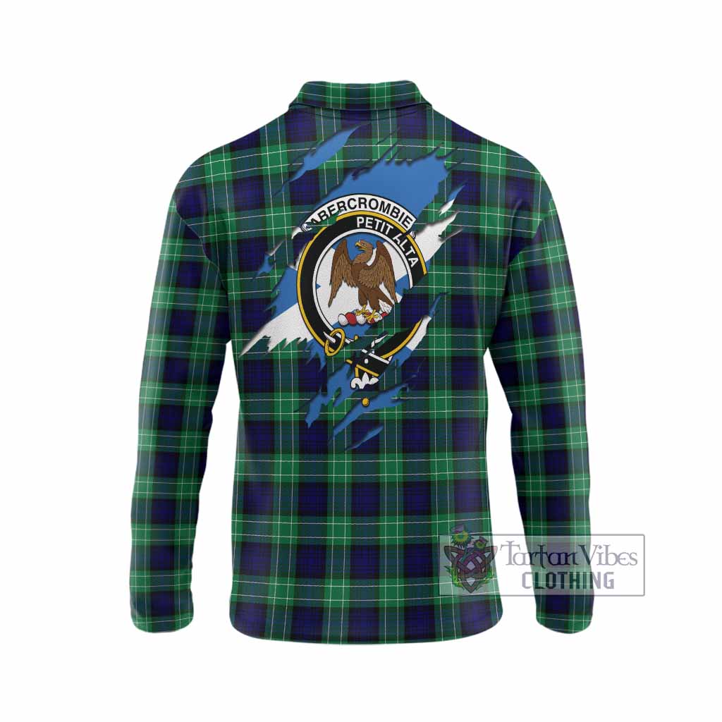 Abercrombie Clan Crest In Me Tartan Long Sleeve Polo Shirt Scotland Flag Style