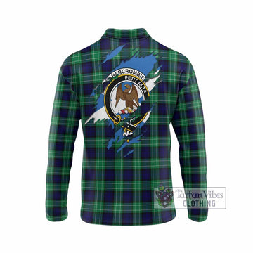 Abercrombie Clan Crest In Me Tartan Long Sleeve Polo Shirt Scotland Flag Style