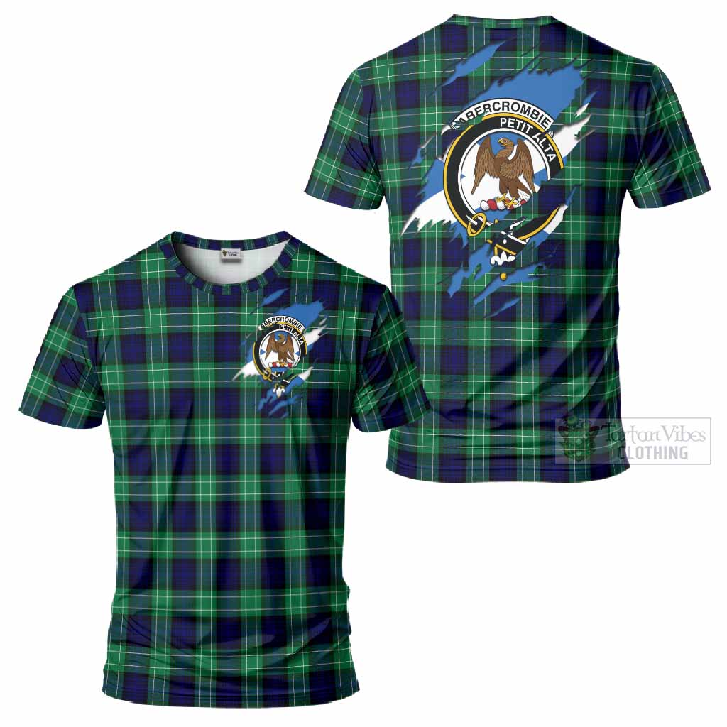 Abercrombie Clan Crest In Me Tartan T-Shirt Scotland Flag Style