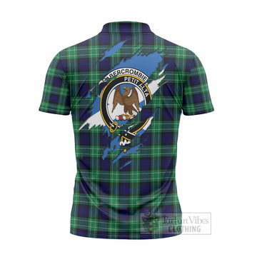 Abercrombie Clan Crest In Me Tartan Zipper Polo Shirt Scotland Flag Style