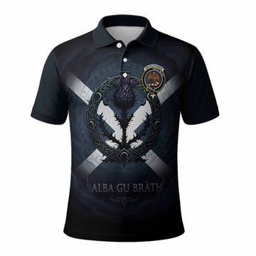 Abercrombie Clan Crest Polo Shirt with Celtic Knot Thistle and Saltire