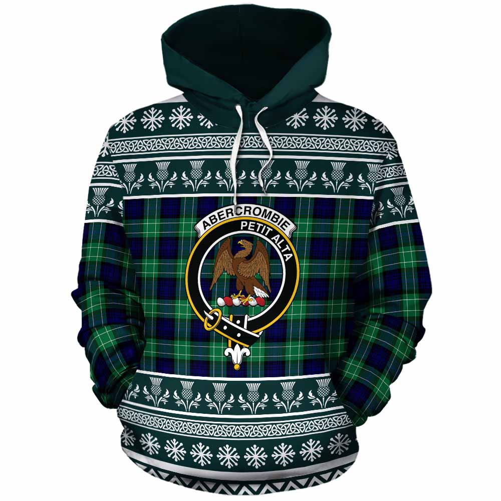 Abercrombie Clan Tartan Christmas Cotton Hoodie with Family Crest - Tartan Vibes Clothing