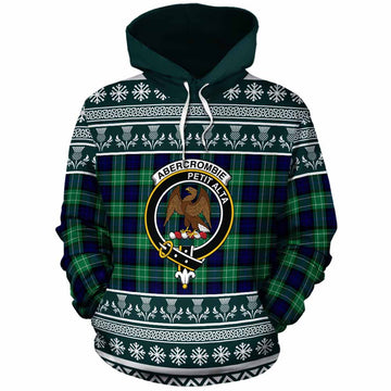 Abercrombie Clan Tartan Christmas Cotton Hoodie with Family Crest