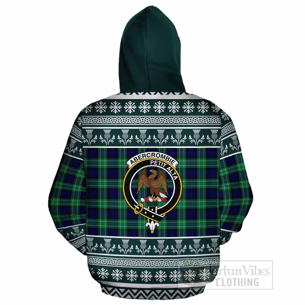 Abercrombie Clan Tartan Christmas Cotton Hoodie with Family Crest - Tartan Vibes Clothing