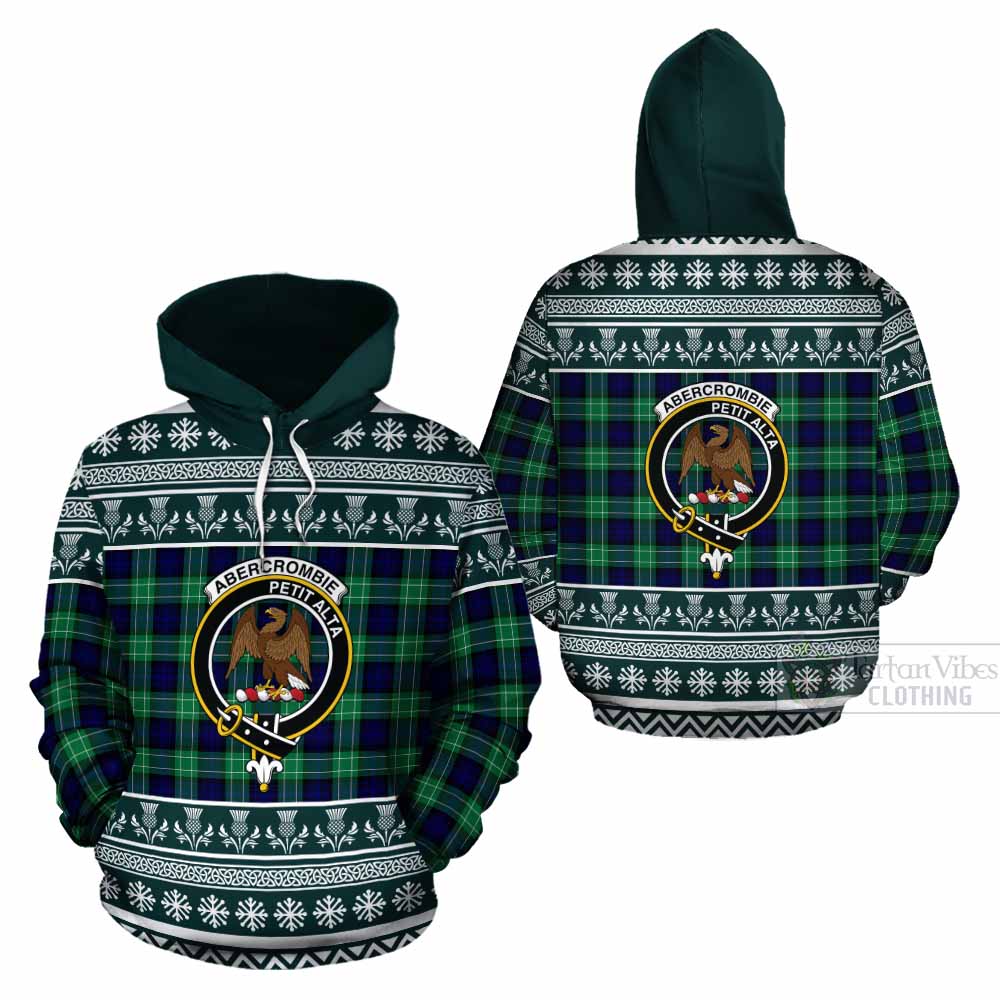 Abercrombie Clan Tartan Christmas Cotton Hoodie with Family Crest - Tartan Vibes Clothing