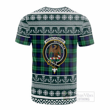 Abercrombie Clan Tartan Christmas Cotton T-shirt with Family Crest