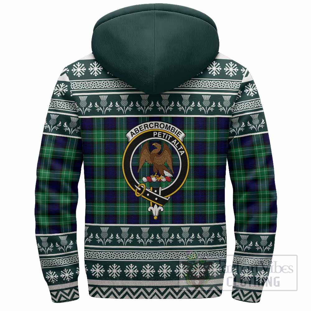 Abercrombie Clan Tartan Christmas Fleece Hoodie with Family Crest - Tartan Vibes Clothing