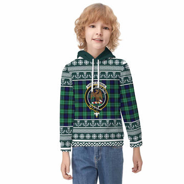 Abercrombie Clan Tartan Christmas Kid Hoodie with Family Crest