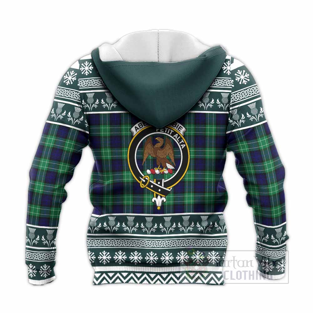 Abercrombie Clan Tartan Christmas Knitted Hoodie with Family Crest - Tartan Vibes Clothing