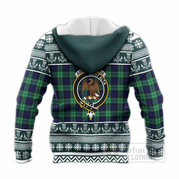 Abercrombie Clan Tartan Christmas Knitted Hoodie with Family Crest