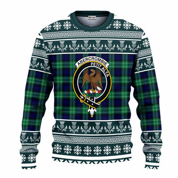 Abercrombie Clan Tartan Christmas Ugly Sweater with Family Crest