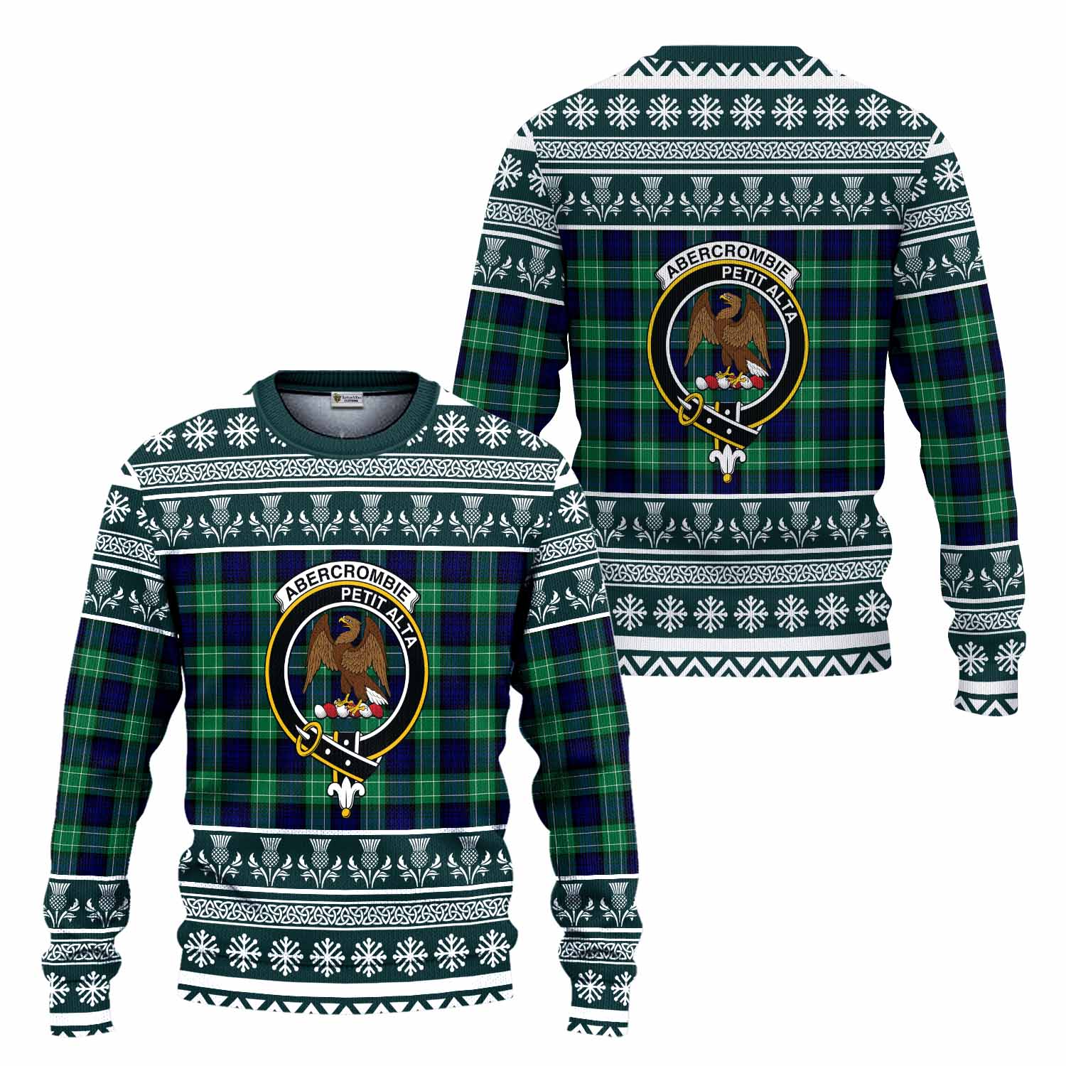 Abercrombie Clan Tartan Christmas Ugly Sweater with Family Crest - Tartan Vibes Clothing