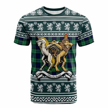 Abercrombie Clan Tartan Crest Christmas Cotton T-shirt Coat of Arms Funny Style
