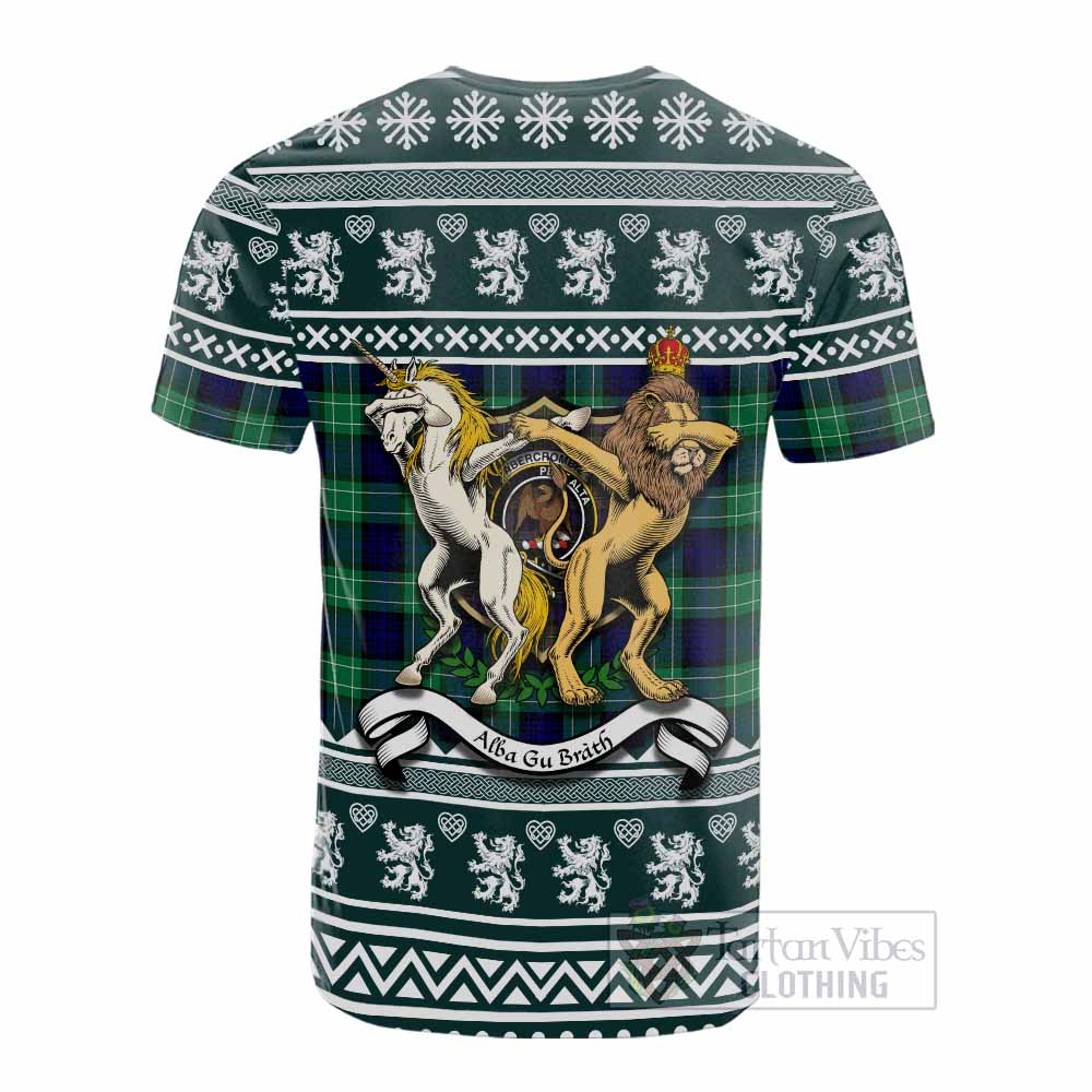 Abercrombie Clan Tartan Crest Christmas Cotton T-shirt Coat of Arms Funny Style - Tartan Vibes Clothing