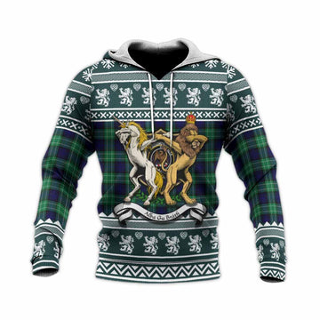 Abercrombie Clan Tartan Crest Christmas Knitted Hoodie Coat of Arms Funny Style