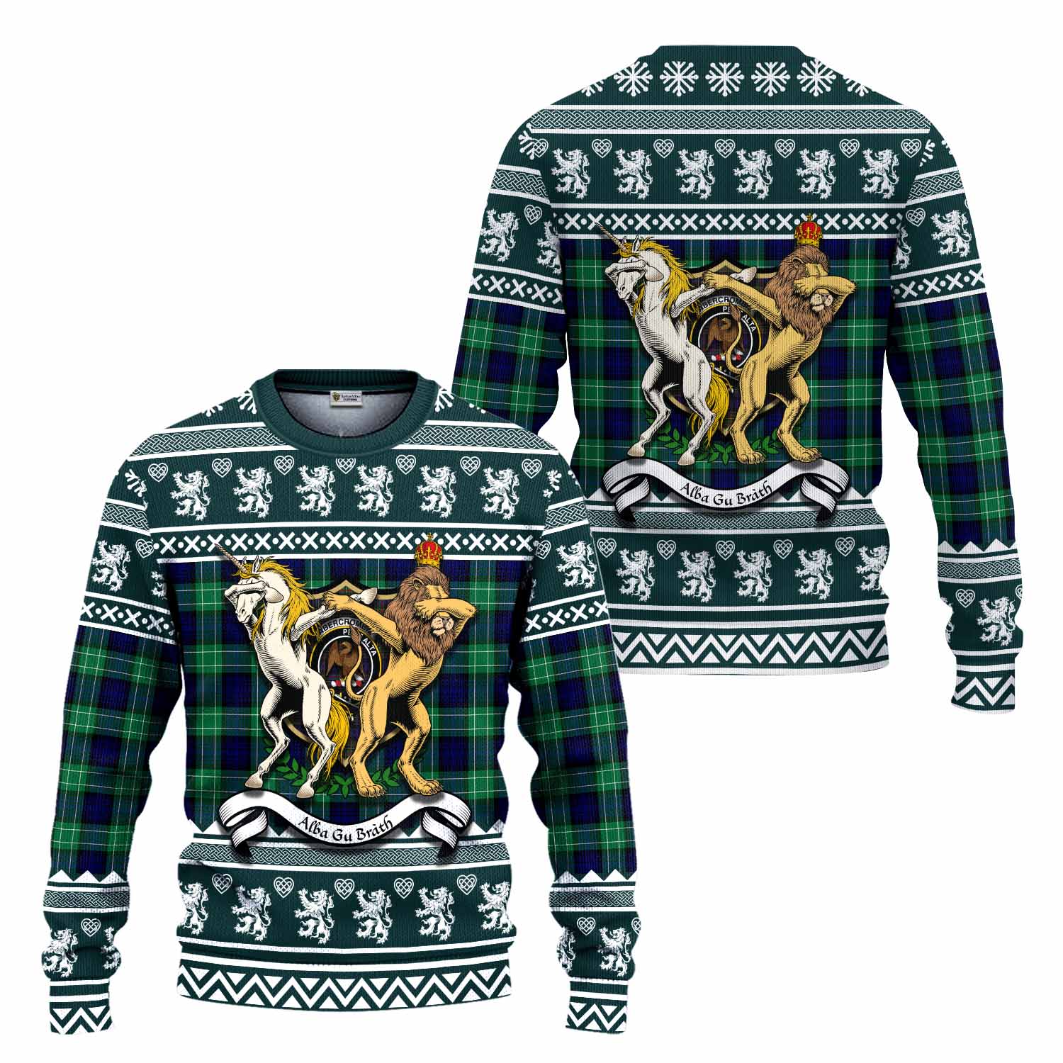 Abercrombie Clan Tartan Crest Christmas Ugly Sweater Coat of Arms Funny Style - Tartan Vibes Clothing