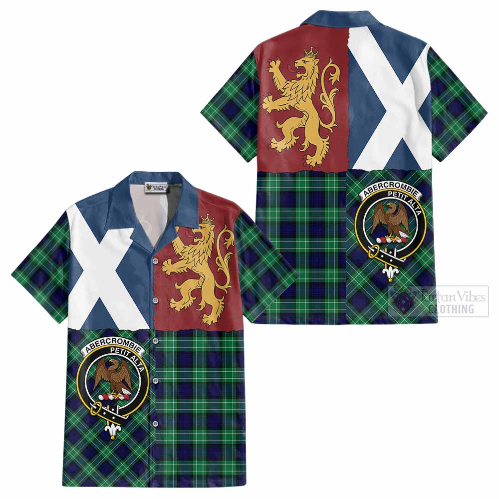 Abercrombie Crest Tartan Cotton Hawaiian Shirt with Lion Rampant Saltire Style - Tartan Vibes Clothing