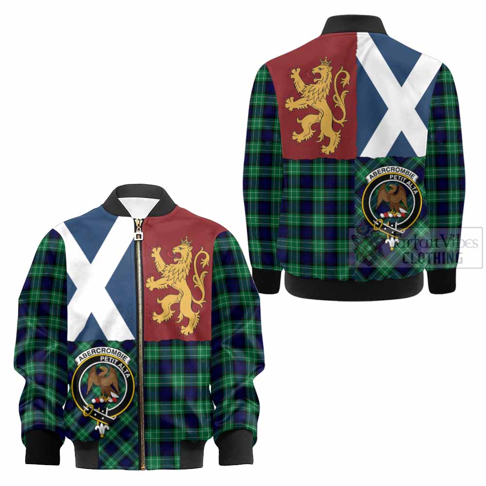 Abercrombie Crest Tartan Kid Bomber Jacket with Lion Rampant Saltire Style - Tartan Vibes Clothing