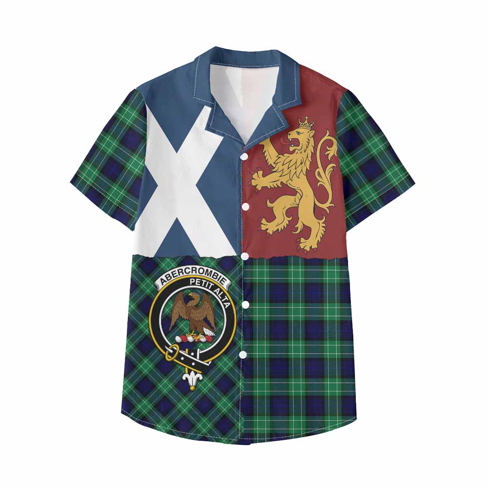 Abercrombie Crest Tartan Kid Hawaiian Shirt with Lion Rampant Saltire Style - Tartan Vibes Clothing
