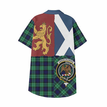 Abercrombie Crest Tartan Kid Hawaiian Shirt with Lion Rampant Saltire Style