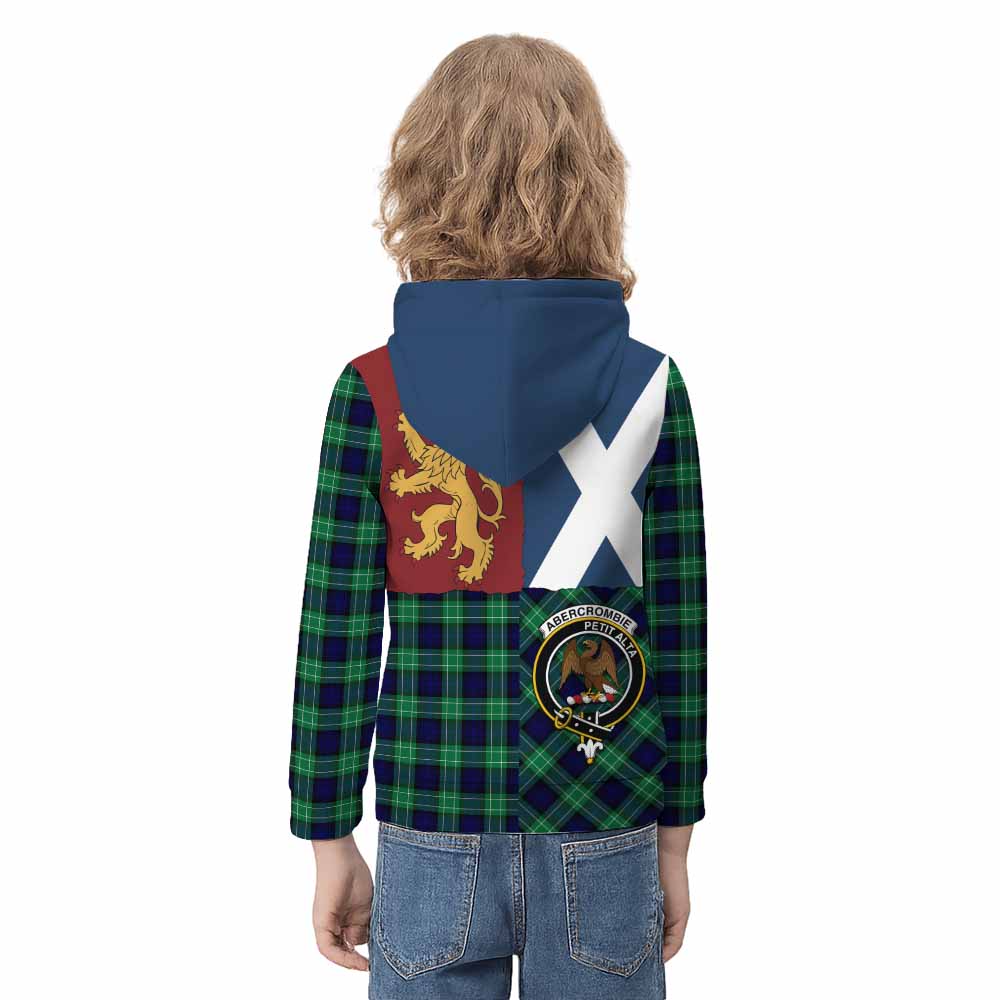Abercrombie Crest Tartan Kid Hoodie with Lion Rampant Saltire Style - Tartan Vibes Clothing