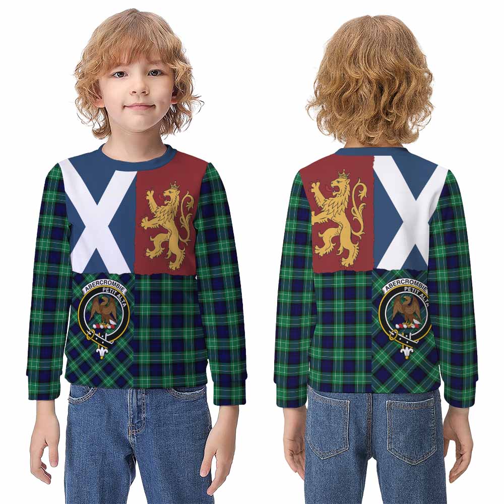 Abercrombie Crest Tartan Kid Knitted Sweatshirt with Lion Rampant Saltire Style - Tartan Vibes Clothing
