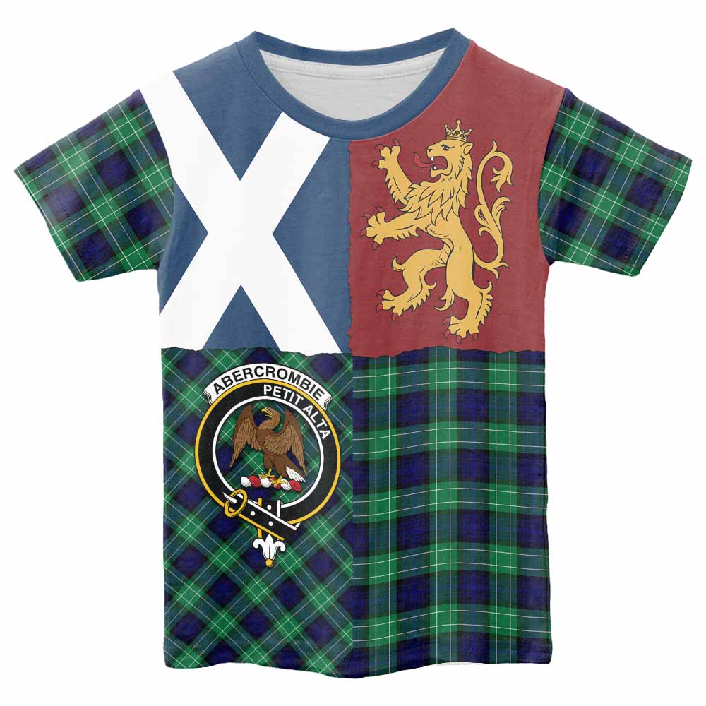 Abercrombie Crest Tartan Kid T-shirt with Lion Rampant Saltire Style - Tartan Vibes Clothing