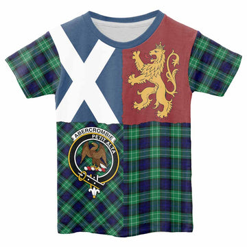 Abercrombie Crest Tartan Kid T-shirt with Lion Rampant Saltire Style