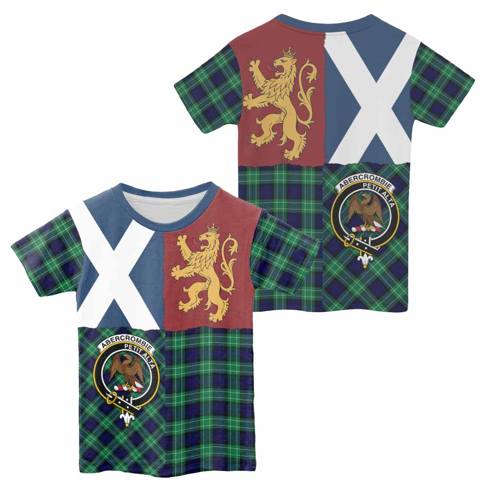 Abercrombie Crest Tartan Kid T-shirt with Lion Rampant Saltire Style - Tartan Vibes Clothing