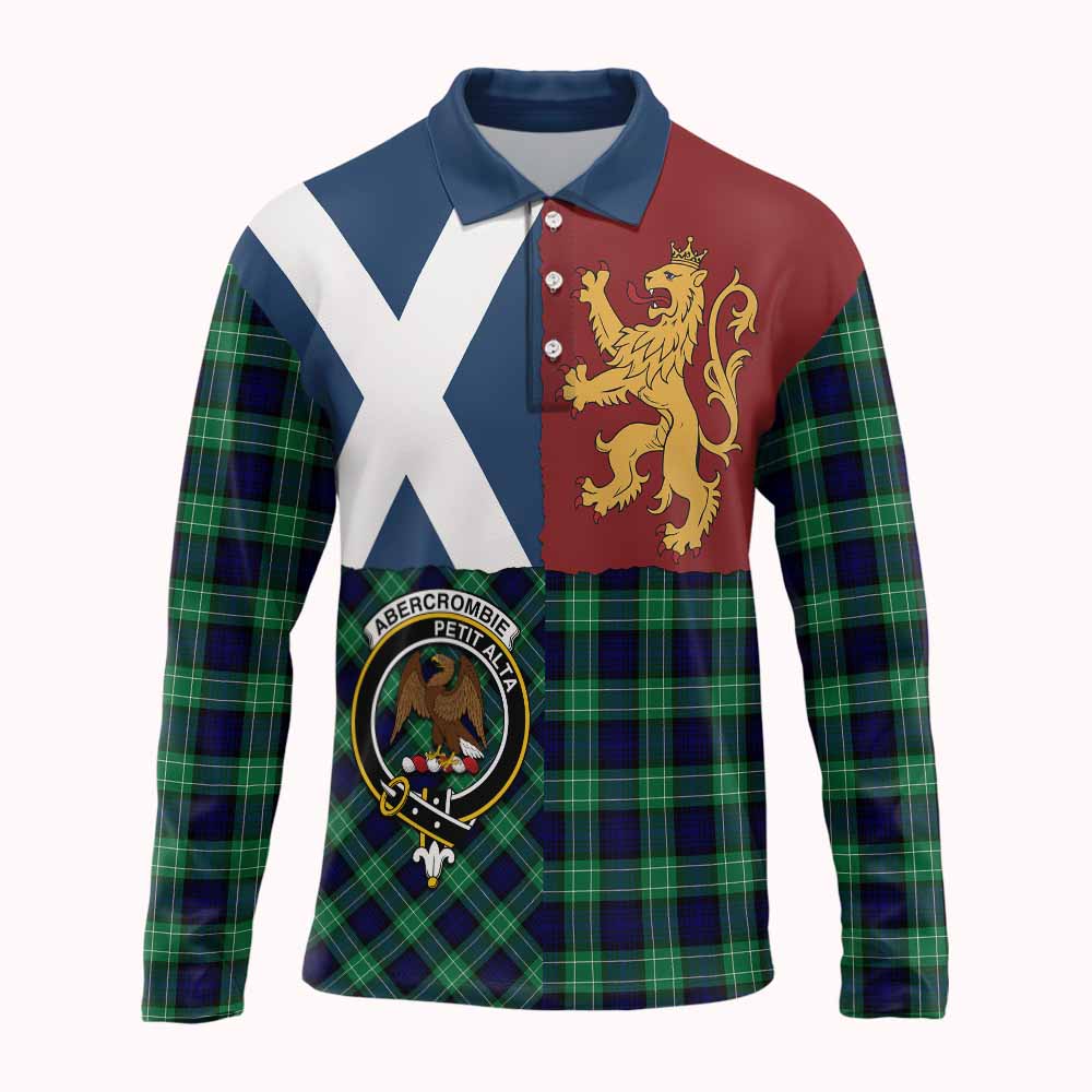 Abercrombie Crest Tartan Long Sleeve Polo Shirt with Lion Rampant Saltire Style
