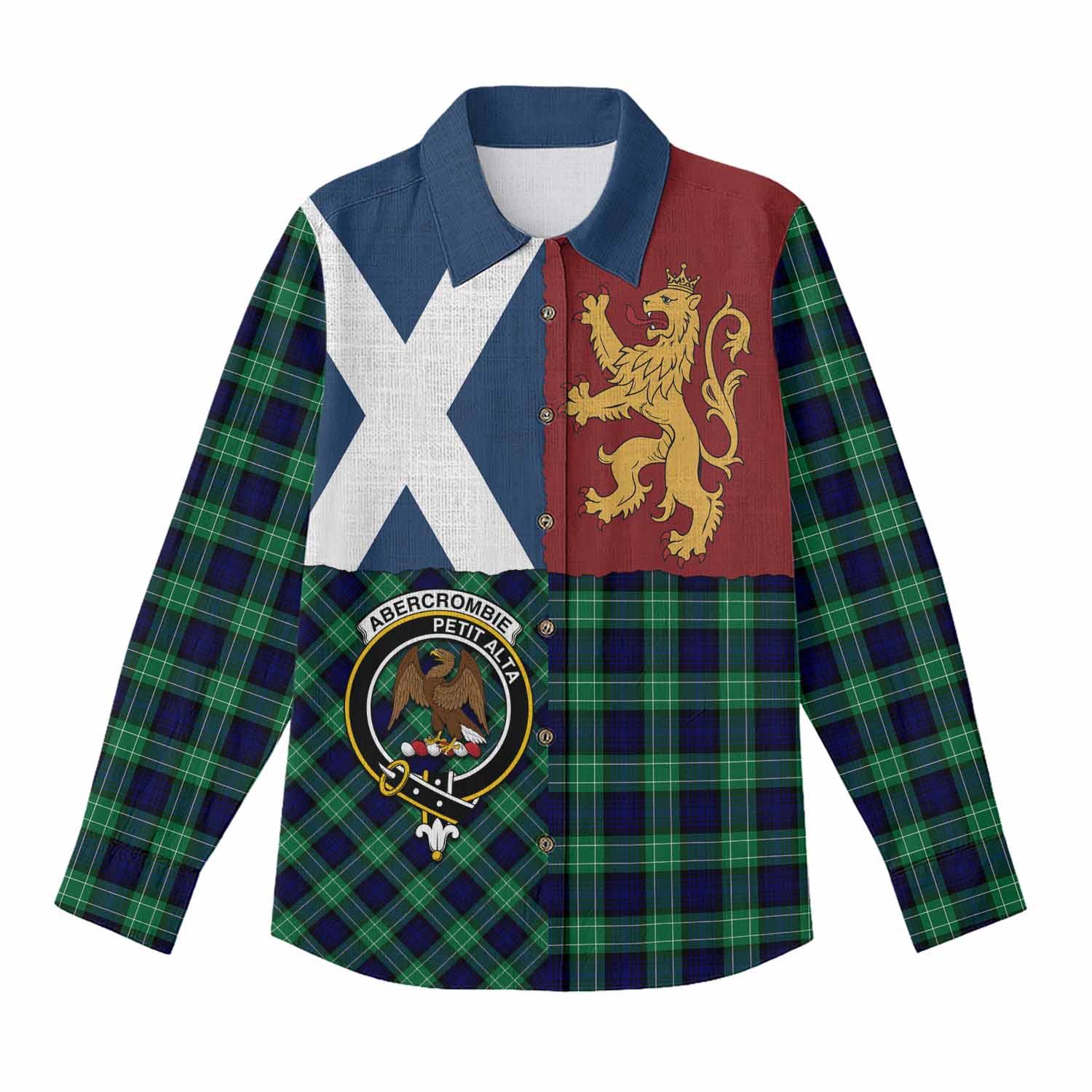 Abercrombie Crest Tartan Women Casual Shirt with Lion Rampant Saltire Style
