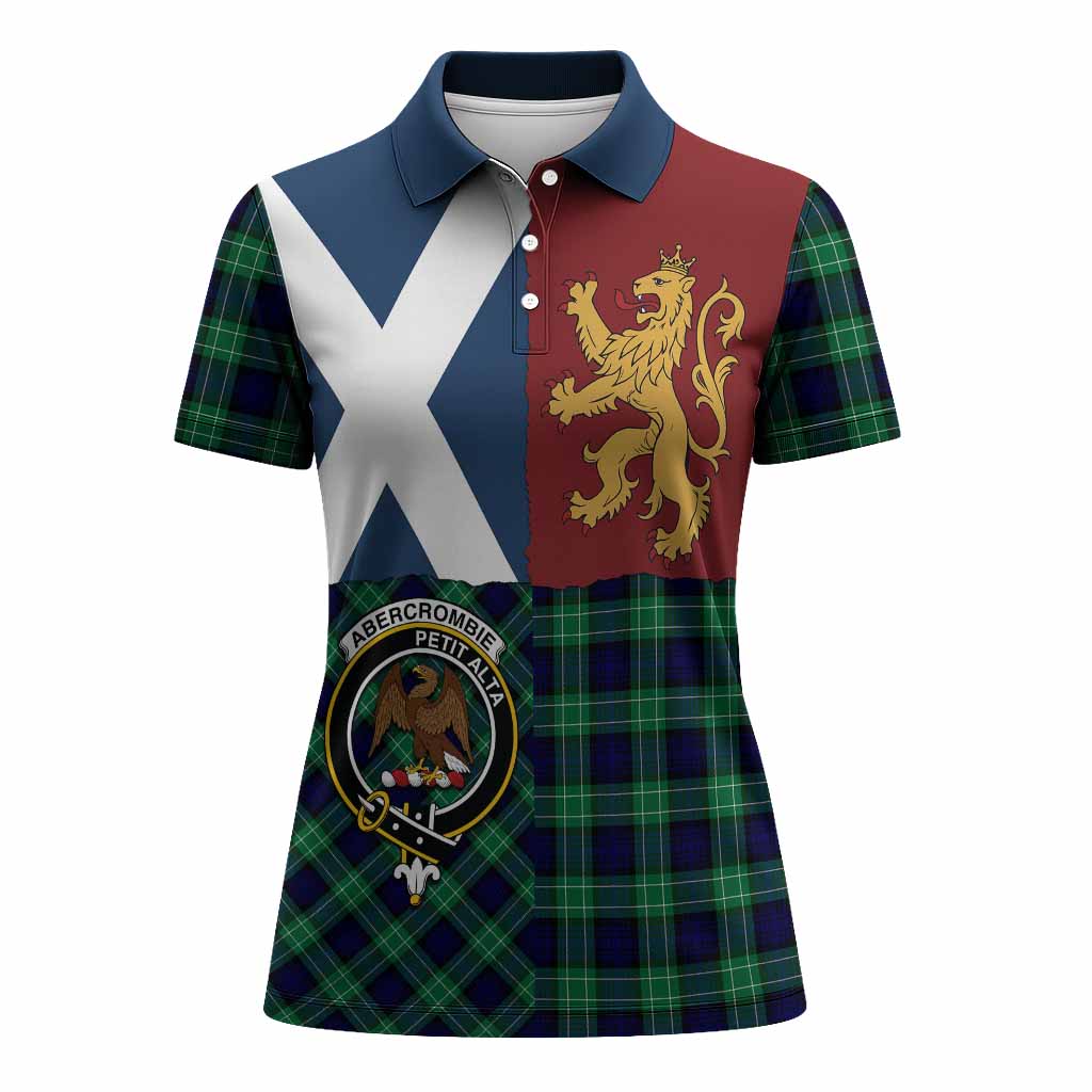 Abercrombie Crest Tartan Women Polo Shirt with Lion Rampant Saltire Style