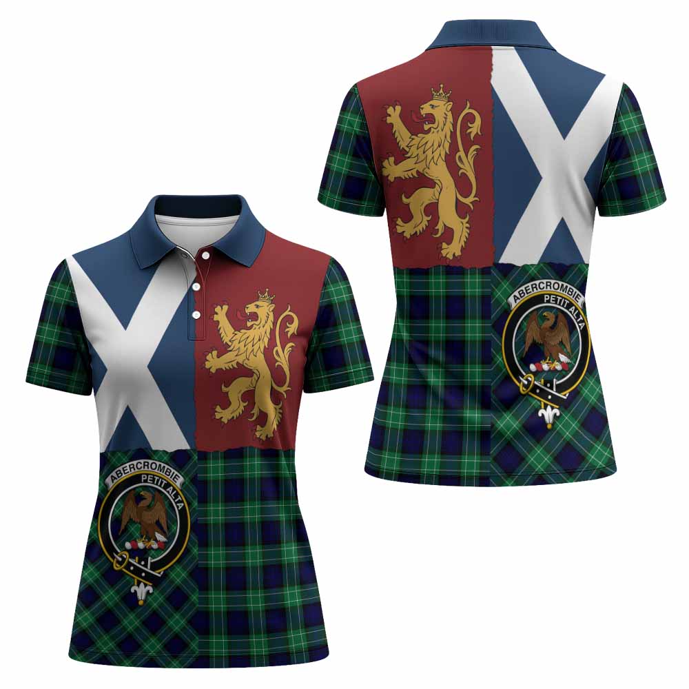 Abercrombie Crest Tartan Women Polo Shirt with Lion Rampant Saltire Style
