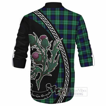 Abercrombie Family Crest Tartan Ghillie Shirt Alba Thistle Inspired